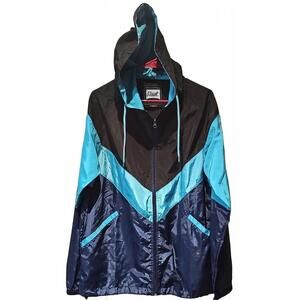 Beautiful Giant Mens Hooded Lightweight Windbreaker Blue And Black Size Large